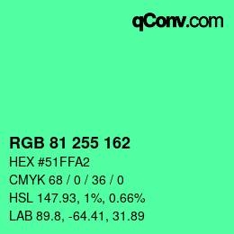 Farbcode: RGB 81 255 162 | qconv.com