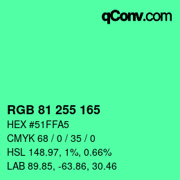 カラーコード: RGB 81 255 165 | qconv.com