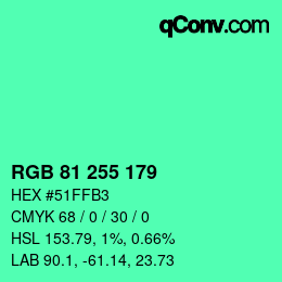 Color code: RGB 81 255 179 | qconv.com