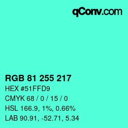 Color code: RGB 81 255 217 | qconv.com