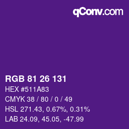 Color code: RGB 81 26 131 | qconv.com