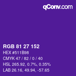 Color code: RGB 81 27 152 | qconv.com