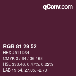 颜色代码: RGB 81 29 52 | qconv.com
