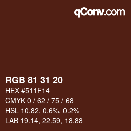 Color code: RGB 81 31 20 | qconv.com