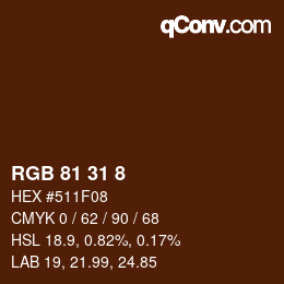 Color code: RGB 81 31 8 | qconv.com