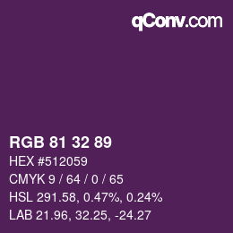 Color code: RGB 81 32 89 | qconv.com