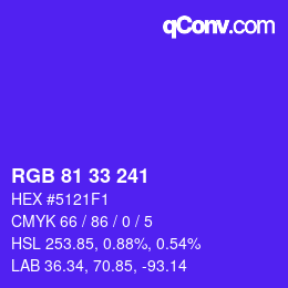 Farbcode: RGB 81 33 241 | qconv.com