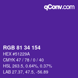 Color code: RGB 81 34 154 | qconv.com
