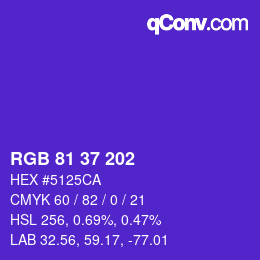 Color code: RGB 81 37 202 | qconv.com