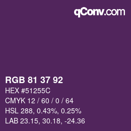 カラーコード: RGB 81 37 92 | qconv.com