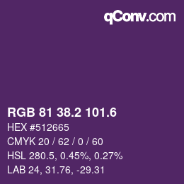 カラーコード: RGB 81 38.2 101.6 | qconv.com