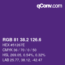カラーコード: RGB 81 38.2 126.6 | qconv.com