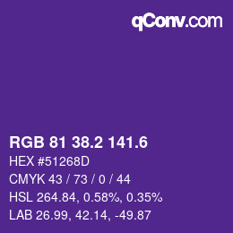 カラーコード: RGB 81 38.2 141.6 | qconv.com