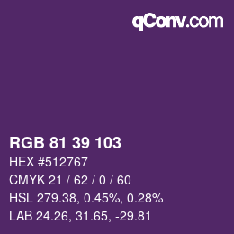 Color code: RGB 81 39 103 | qconv.com