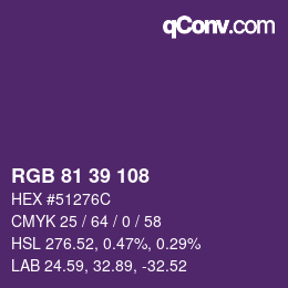 Color code: RGB 81 39 108 | qconv.com