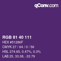 Color code: RGB 81 40 111 | qconv.com