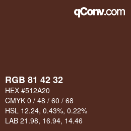 Farbcode: RGB 81 42 32 | qconv.com