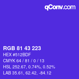 Farbcode: RGB 81 43 223 | qconv.com