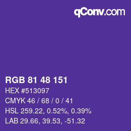 Color code: RGB 81 48 151 | qconv.com