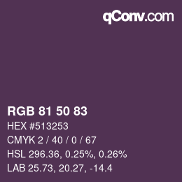 Color code: RGB 81 50 83 | qconv.com