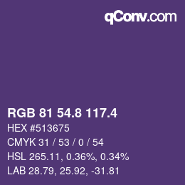 カラーコード: RGB 81 54.8 117.4 | qconv.com