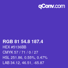 カラーコード: RGB 81 54.8 187.4 | qconv.com