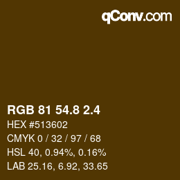 カラーコード: RGB 81 54.8 2.4 | qconv.com
