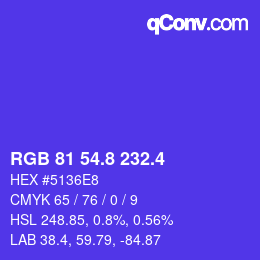 カラーコード: RGB 81 54.8 232.4 | qconv.com