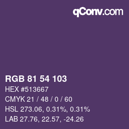 Color code: RGB 81 54 103 | qconv.com