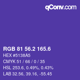 カラーコード: RGB 81 56.2 165.6 | qconv.com