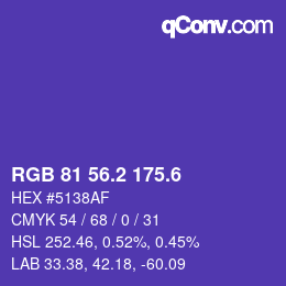 カラーコード: RGB 81 56.2 175.6 | qconv.com