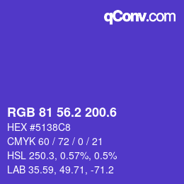 カラーコード: RGB 81 56.2 200.6 | qconv.com