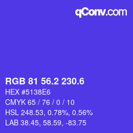 カラーコード: RGB 81 56.2 230.6 | qconv.com