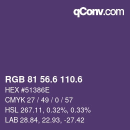 カラーコード: RGB 81 56.6 110.6 | qconv.com