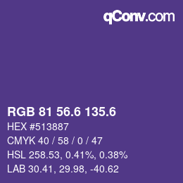 カラーコード: RGB 81 56.6 135.6 | qconv.com