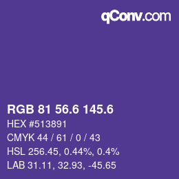 カラーコード: RGB 81 56.6 145.6 | qconv.com
