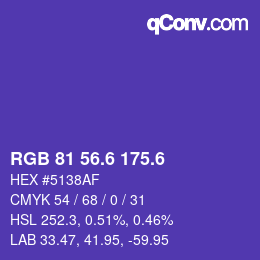 カラーコード: RGB 81 56.6 175.6 | qconv.com