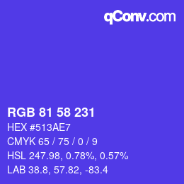 Color code: RGB 81 58 231 | qconv.com