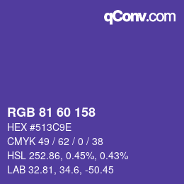 カラーコード: RGB 81 60 158 | qconv.com