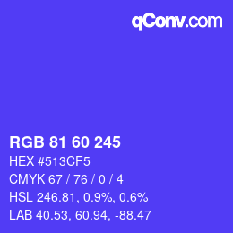カラーコード: RGB 81 60 245 | qconv.com