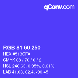 カラーコード: RGB 81 60 250 | qconv.com