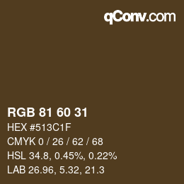 カラーコード: RGB 81 60 31 | qconv.com