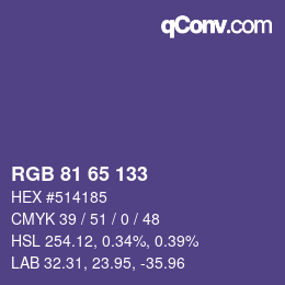 颜色代码: RGB 81 65 133 | qconv.com
