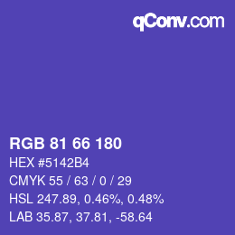 颜色代码: RGB 81 66 180 | qconv.com