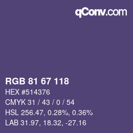 Color code: RGB 81 67 118 | qconv.com