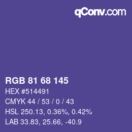 Color code: RGB 81 68 145 | qconv.com