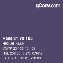 颜色代码: RGB 81 70 105 | qconv.com