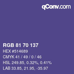 Color code: RGB 81 70 137 | qconv.com