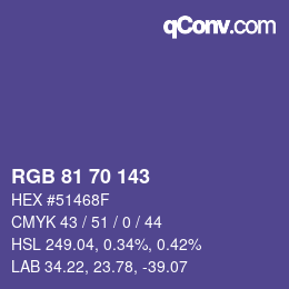 カラーコード: RGB 81 70 143 | qconv.com