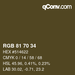 颜色代码: RGB 81 70 34 | qconv.com